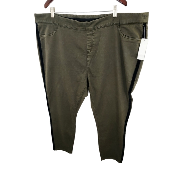 Denim&Co hunter green Women's plus size 3X pants with black pin stripes NWT - Picture 7 of 12